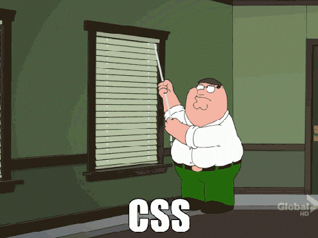 Animowany obrazek satyryczny pokazujące typowe problemy z językiem CSS. Scena z kreskówki Family Guy.